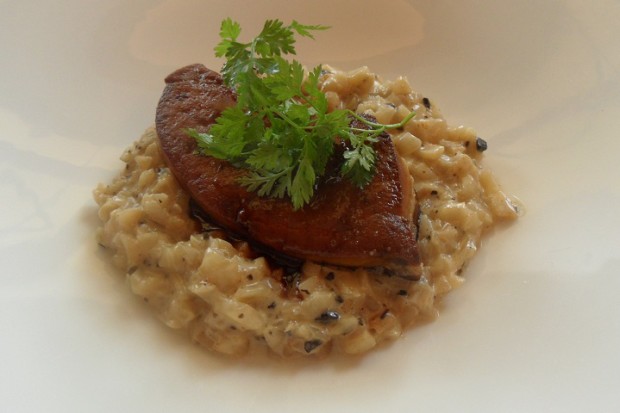 A starter of foie gras and creamy celeriac © Geneva Family Diaries.net