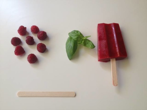 Pure healthy heaven on a stick: rasperry, brown sugar & basil © Puro Gelato