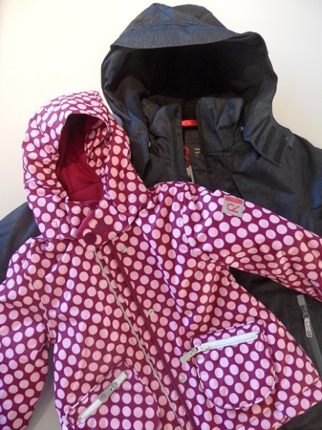 The Reima Brody jacket in grey & the Minnie in boysenberry - photo © genevafamilydiaries.net