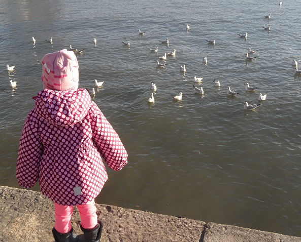 Feeding the birds on Nyon's lakefront - Photo © genevafamilydiaries.net