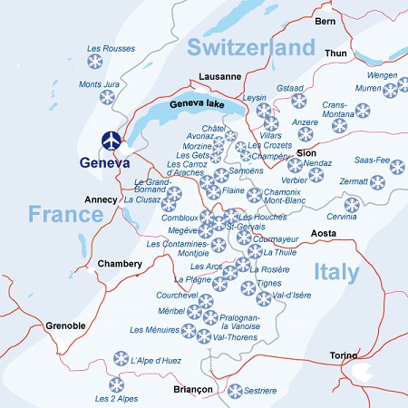 Carte Grand Ski 2011 © Geneva Airport official website