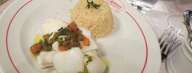 Wild cod fillet at Le 49 Rhône, Geneva. Photo © 2015 genevafamilydiaries.net